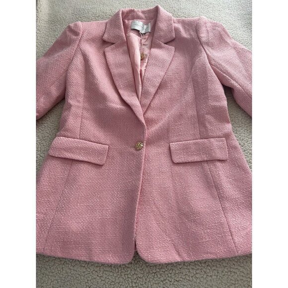 ENDLESS ROSE Womens Tweed Single Breasted Blazer Jacket Pink Size M - Picture 11 of 16